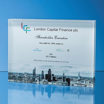 15cm x 20cm Optical Crystal Rectangle Award, H or V