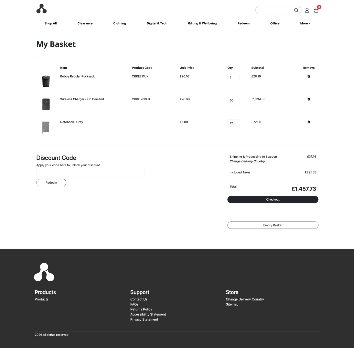 Basket and checkout